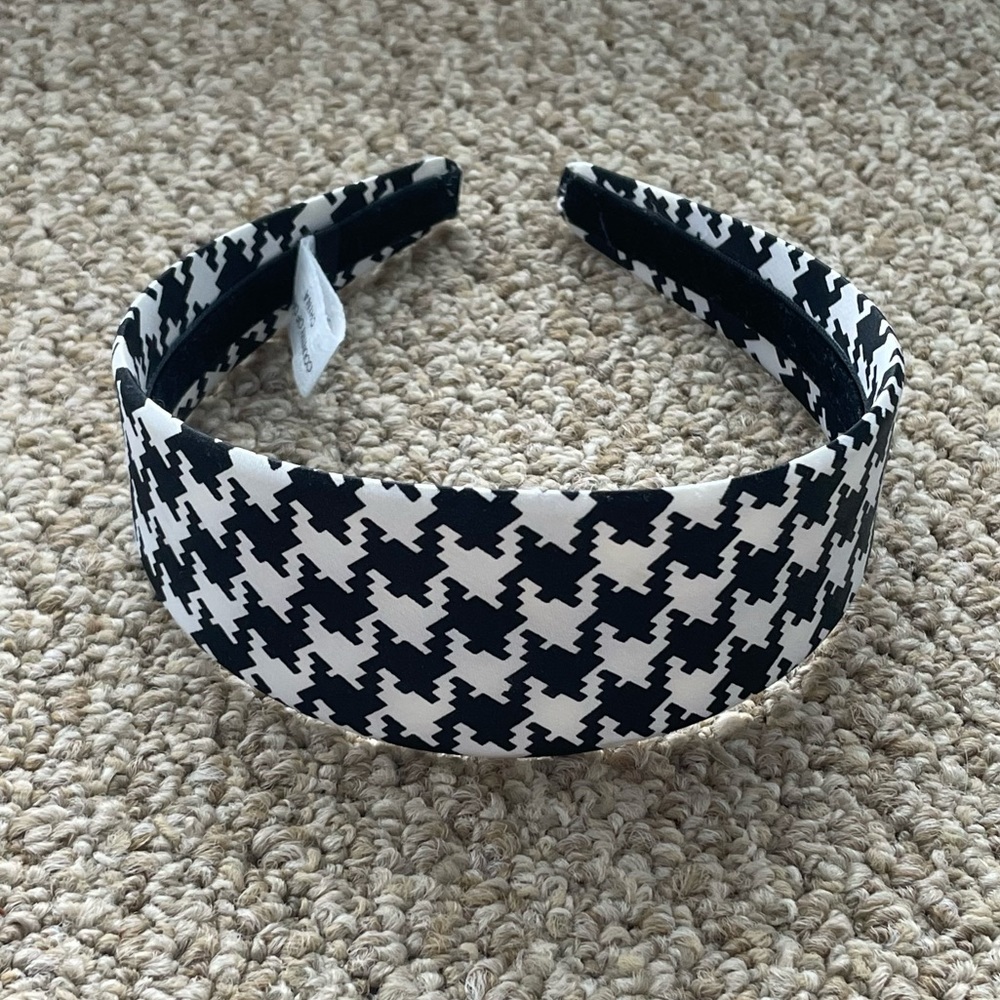 Houndstooth Satin-look Headband - Black/White